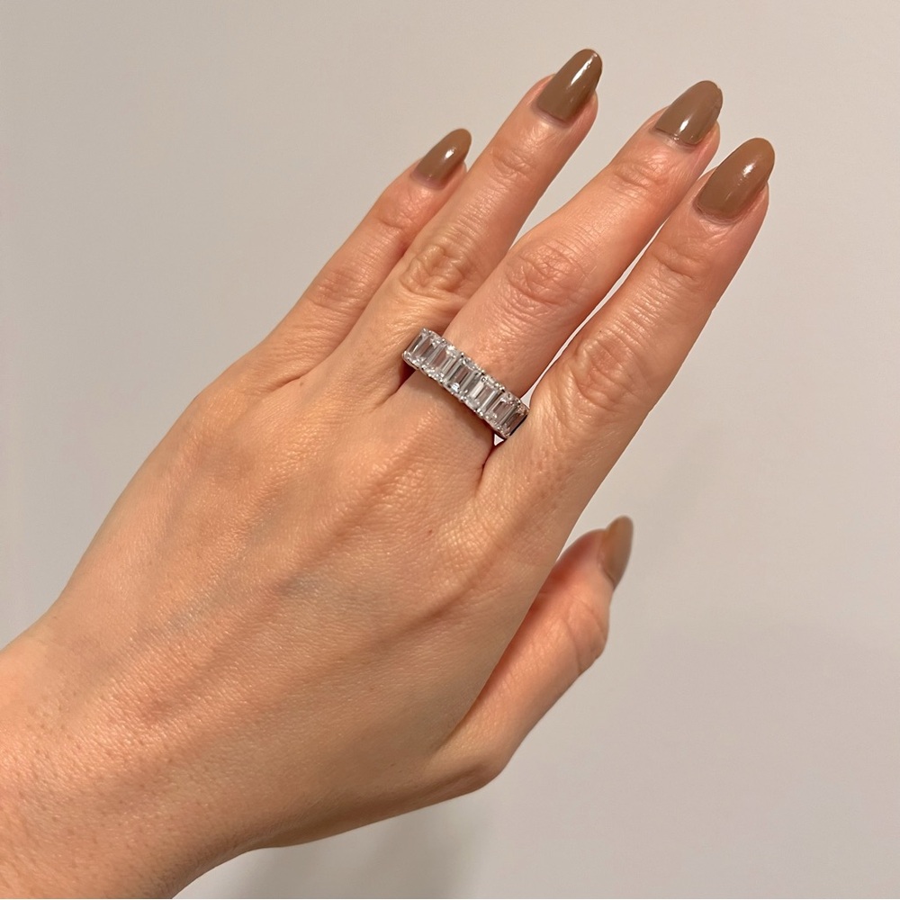 NEW Diamonique Rainbow Multi Baguette Band Ring